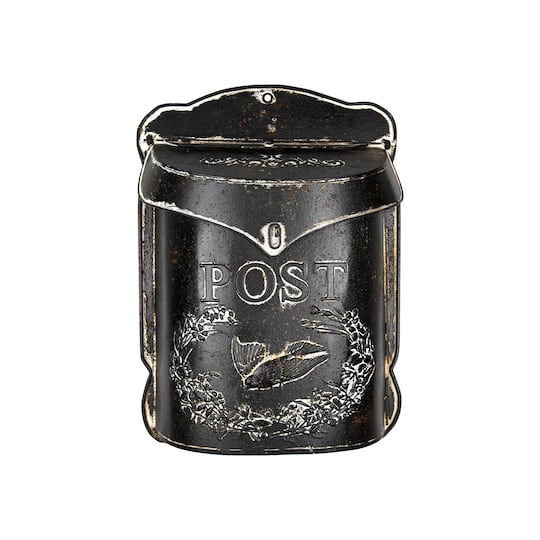 Hello Honey® 15.5" Black Embossed Tin Post Letter Box